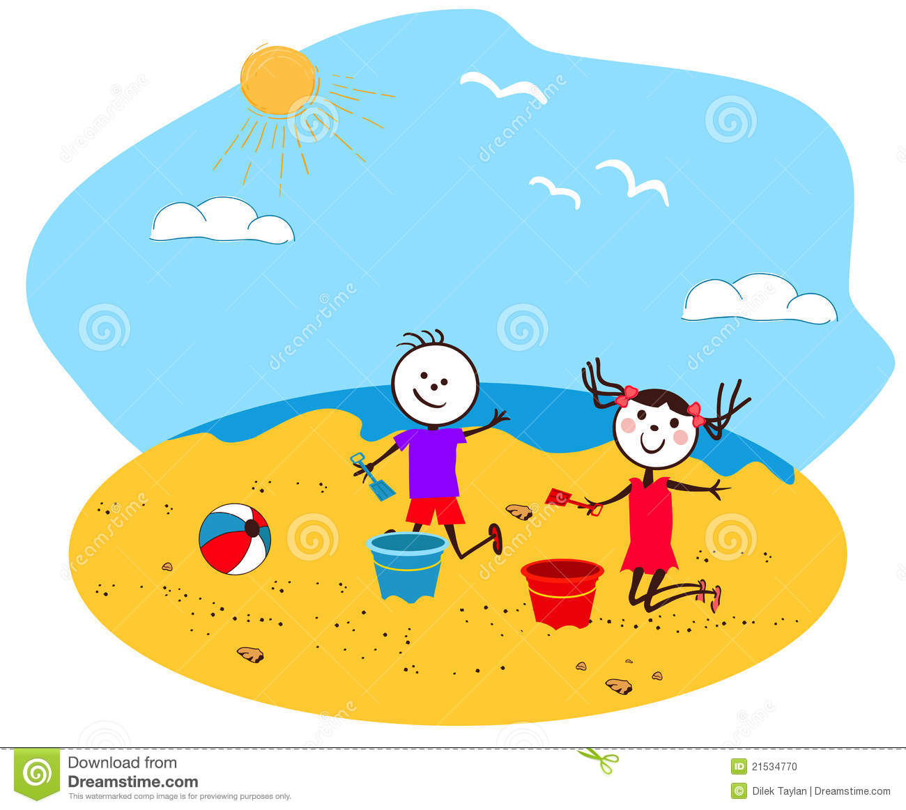 Kids At The Beach Clipart - Clipart Bay